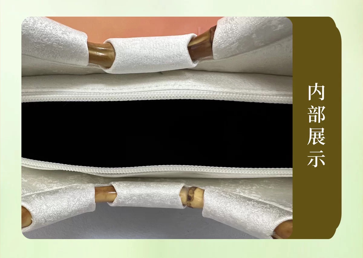 Bamboo Handle Embroidered Tote Bag thumbnail 4