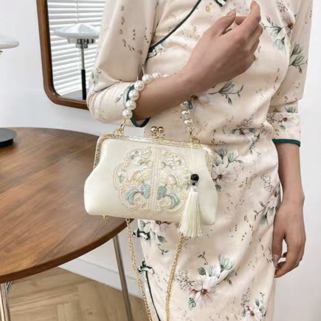 Floral Pearl Handle Embroidered Handbag thumbnail 5