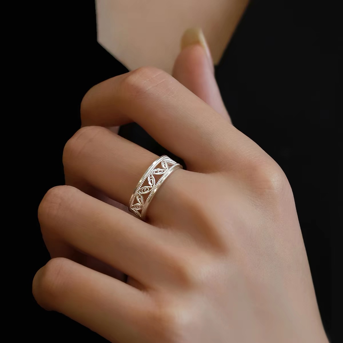 Openwork Silver Filigree Ring thumbnail 2