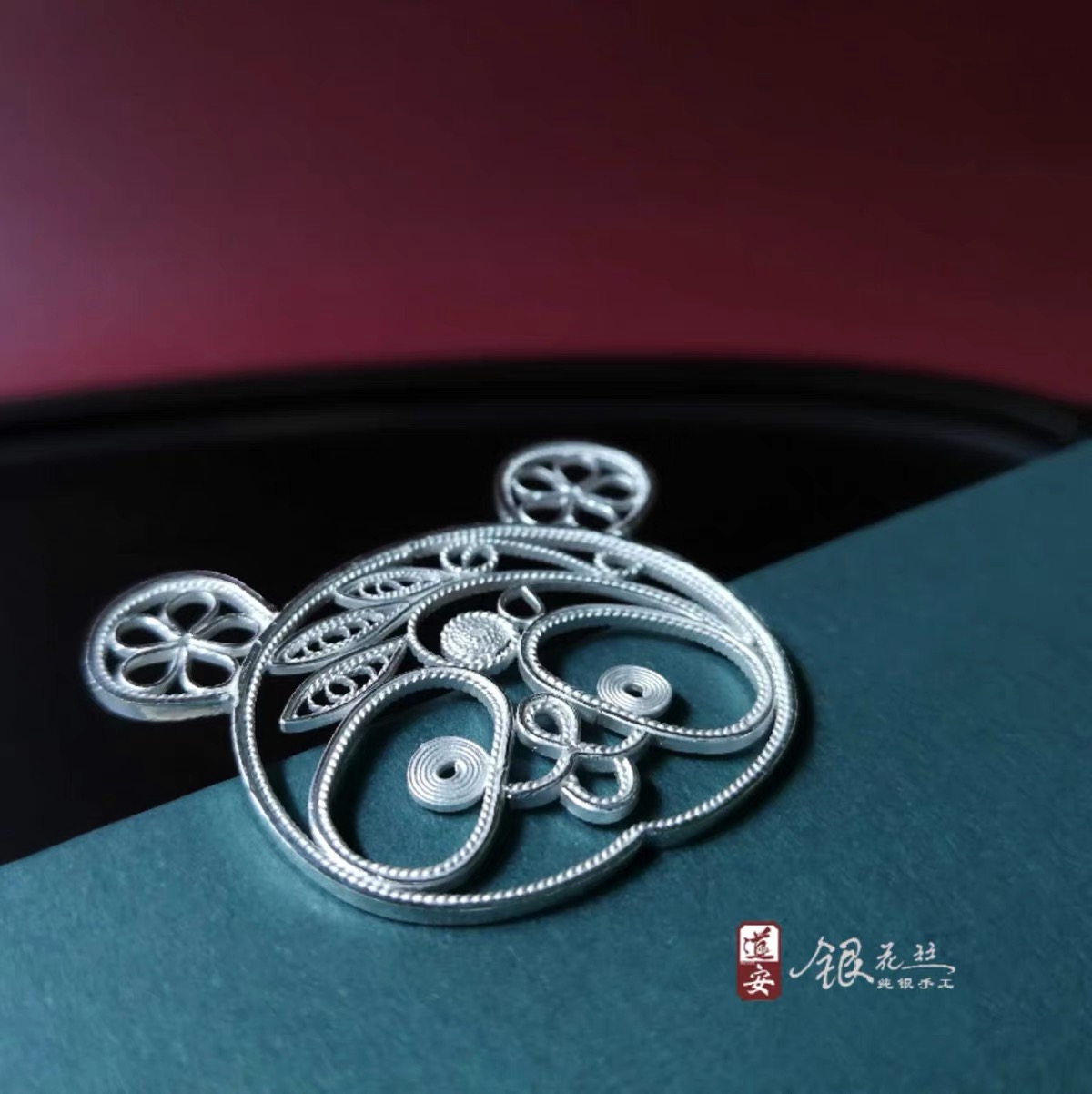 Panda Silver Filigree Brooch Pin thumbnail 3