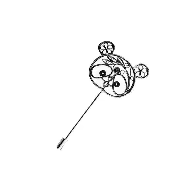 Panda Silver Filigree Brooch Pin thumbnail 5