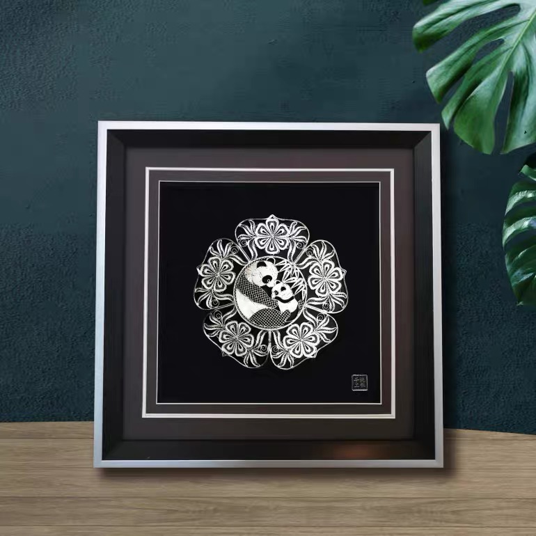 Round Panda Silver Filigree Decorative Frame - Jewelry & Accessories wholesale product photo
