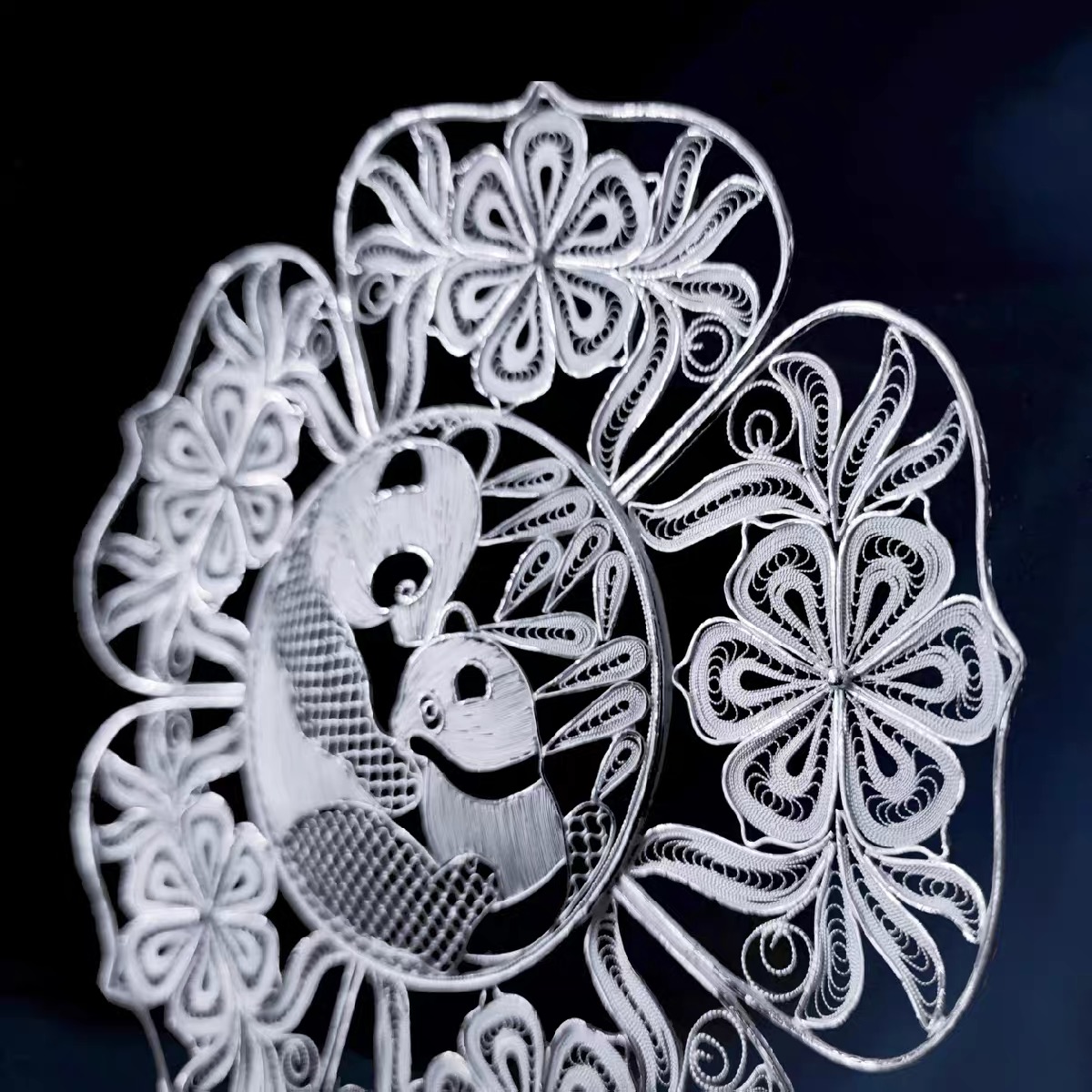 Round Panda Silver Filigree Decorative Frame thumbnail 4