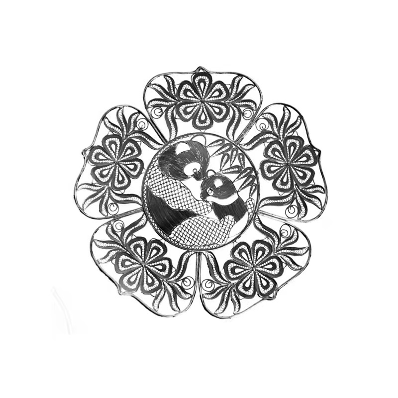 Round Panda Silver Filigree Decorative Frame thumbnail 5